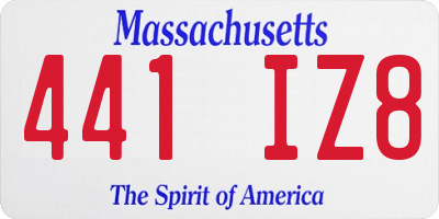 MA license plate 441IZ8