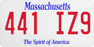MA license plate 441IZ9