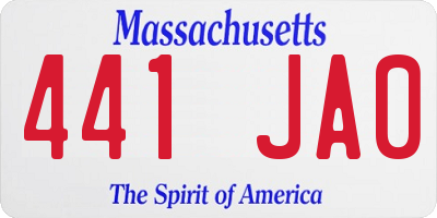 MA license plate 441JA0