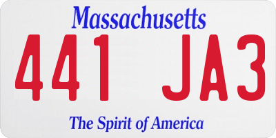 MA license plate 441JA3