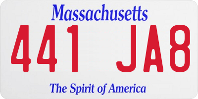 MA license plate 441JA8