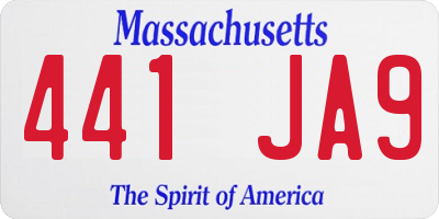 MA license plate 441JA9