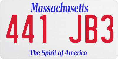 MA license plate 441JB3