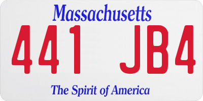 MA license plate 441JB4