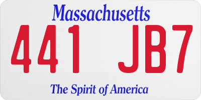 MA license plate 441JB7