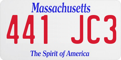 MA license plate 441JC3