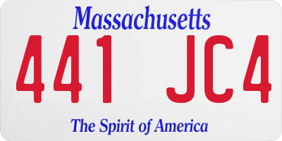 MA license plate 441JC4