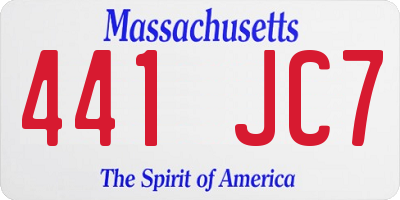 MA license plate 441JC7