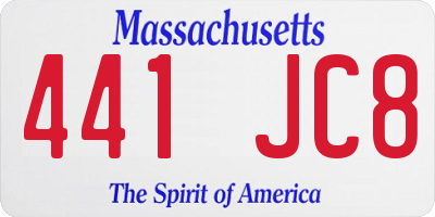 MA license plate 441JC8