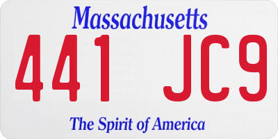 MA license plate 441JC9