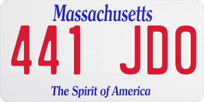 MA license plate 441JD0