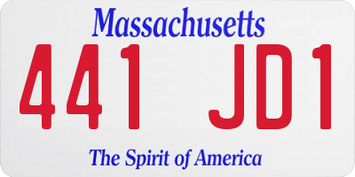 MA license plate 441JD1