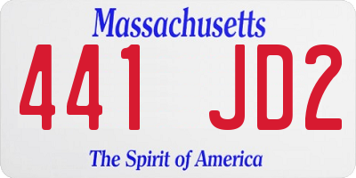 MA license plate 441JD2