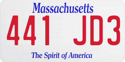 MA license plate 441JD3