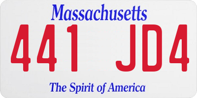 MA license plate 441JD4