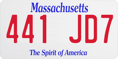 MA license plate 441JD7