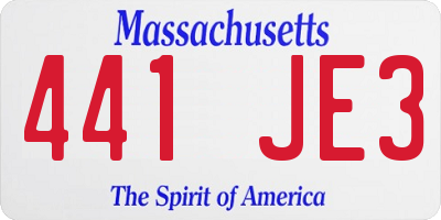MA license plate 441JE3