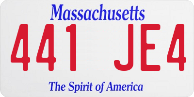 MA license plate 441JE4