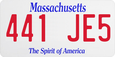 MA license plate 441JE5