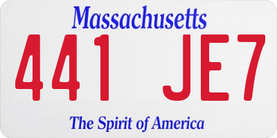MA license plate 441JE7