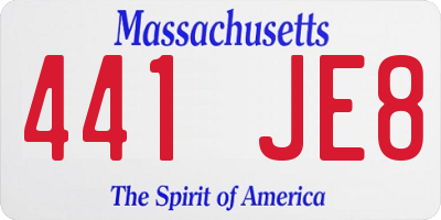 MA license plate 441JE8