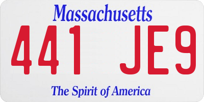 MA license plate 441JE9
