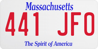 MA license plate 441JF0