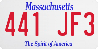 MA license plate 441JF3