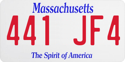MA license plate 441JF4
