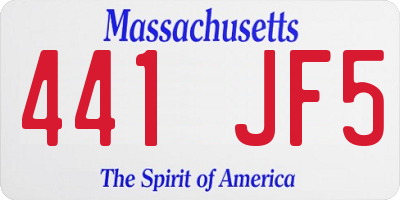 MA license plate 441JF5
