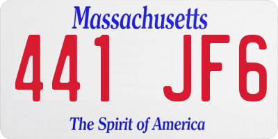 MA license plate 441JF6