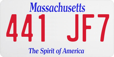 MA license plate 441JF7