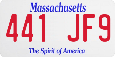 MA license plate 441JF9