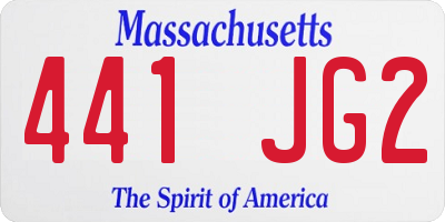 MA license plate 441JG2