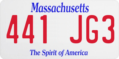MA license plate 441JG3