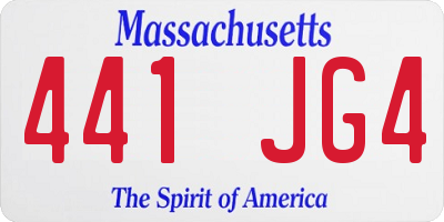 MA license plate 441JG4