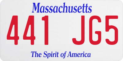 MA license plate 441JG5