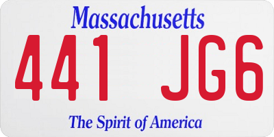 MA license plate 441JG6