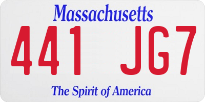 MA license plate 441JG7