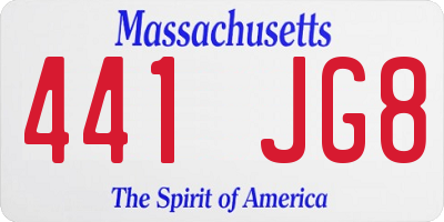 MA license plate 441JG8