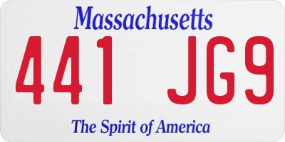 MA license plate 441JG9