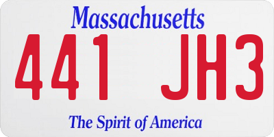 MA license plate 441JH3