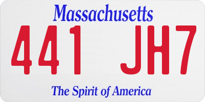 MA license plate 441JH7