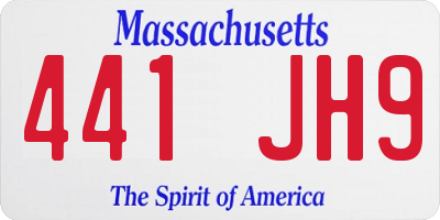 MA license plate 441JH9