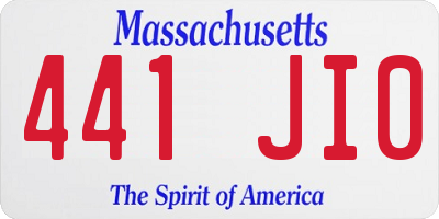 MA license plate 441JI0