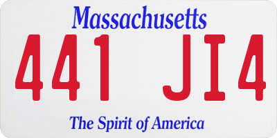 MA license plate 441JI4