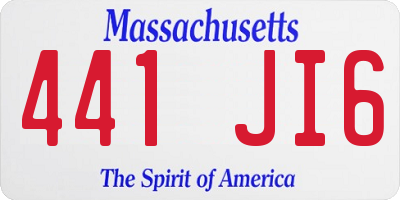 MA license plate 441JI6