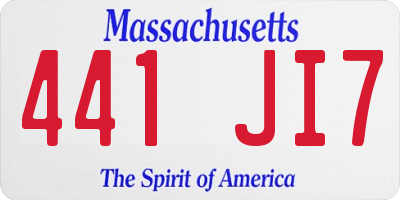 MA license plate 441JI7