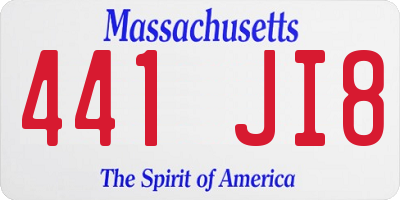 MA license plate 441JI8