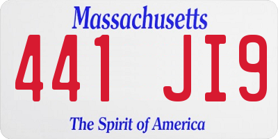 MA license plate 441JI9